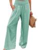 High Waisted Wide Leg Pants with Elastic Waistband, Light Beige Loose Fit Trousers for Women