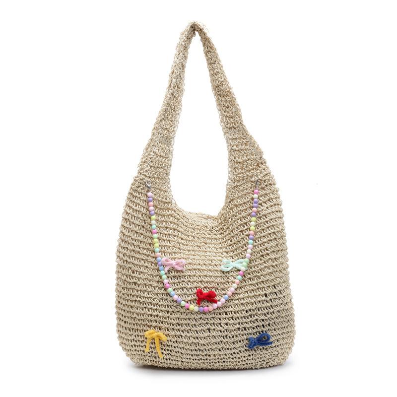 2025 summer beach bag woven bag vacation vegetable basket woven bag large capacity shoulder bag portable straw bag
