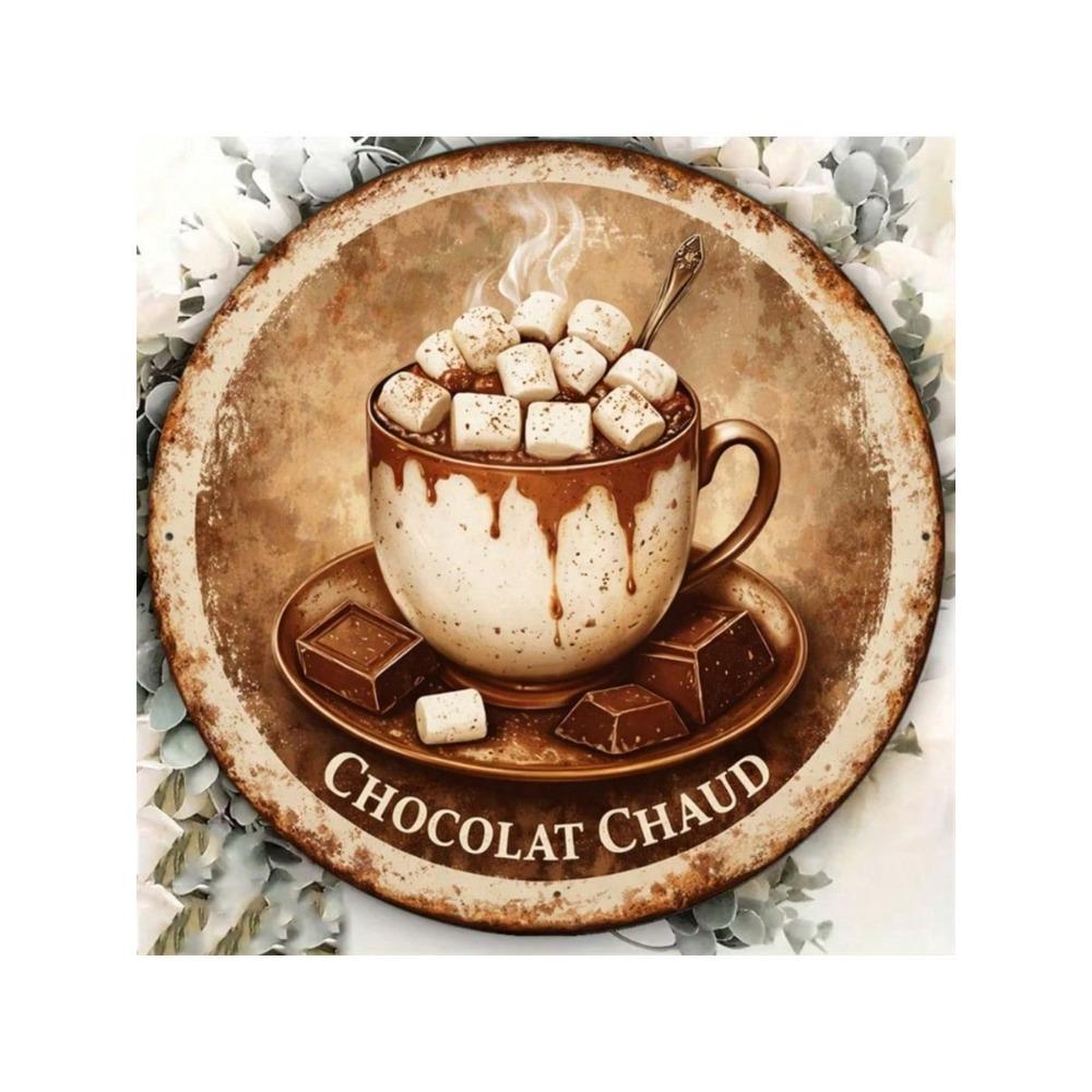 Vintage Metal Hot Chocolate Sign Wall Art Cafe Decor