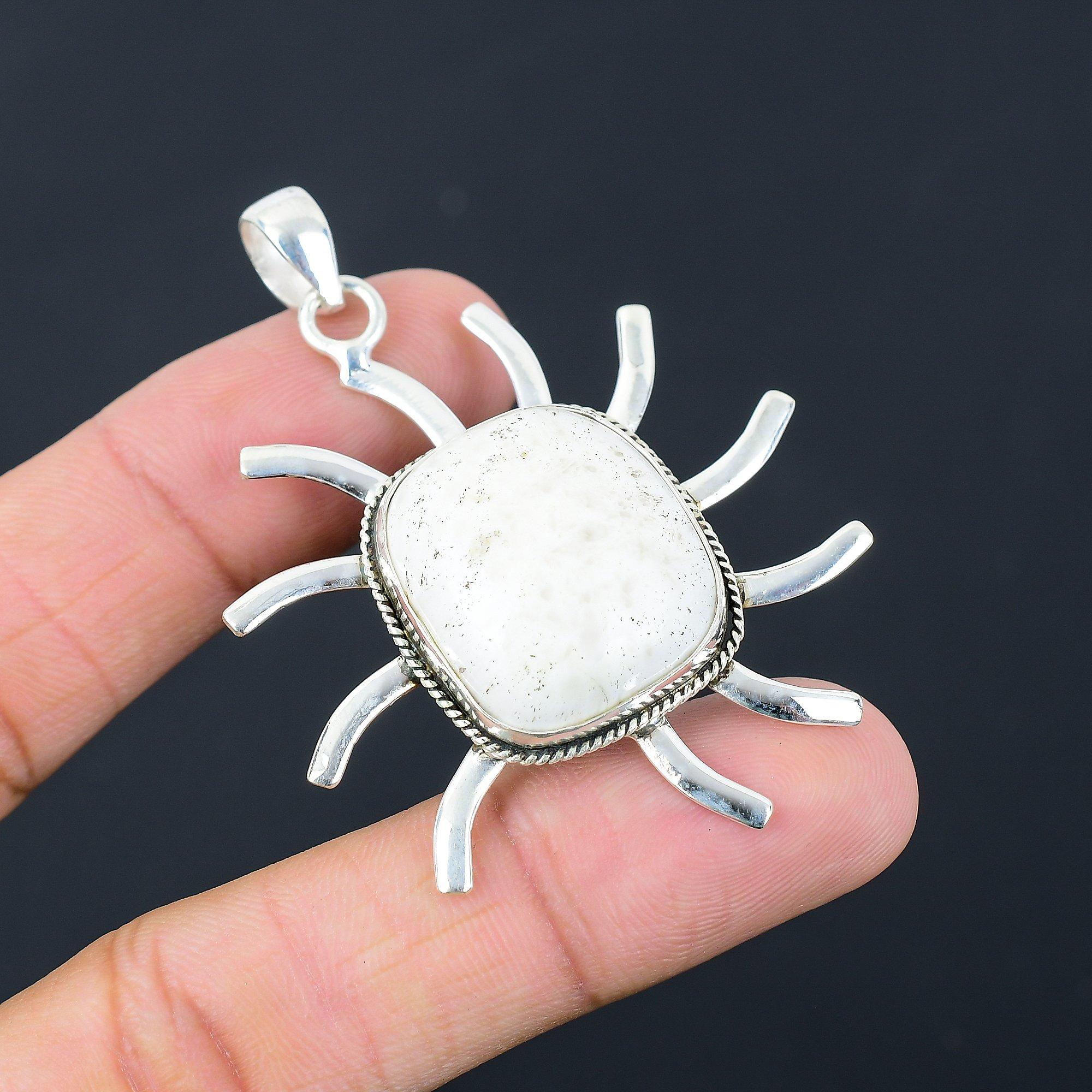 Daughters Day Deal Radiant Scolecite Stone 925 Sterling Silver Pendant Jewelry