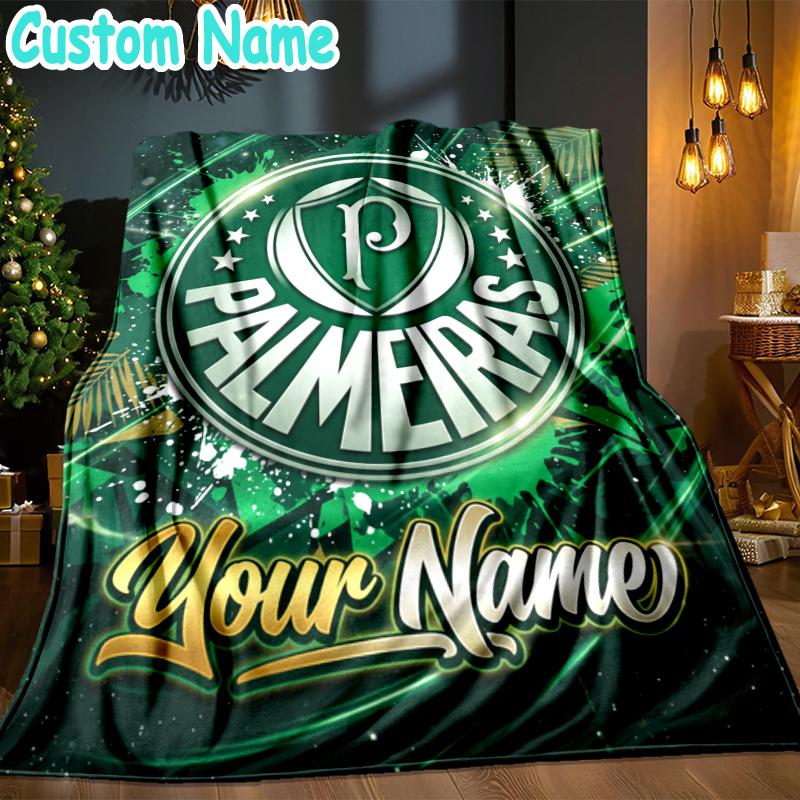 Custom Name Sociedade Esportiva Palmeiras Throw Blanket - Perfect for Couch, Bed, Office, and outdoor Travel - Ideal Gift for Christmas & Holidays