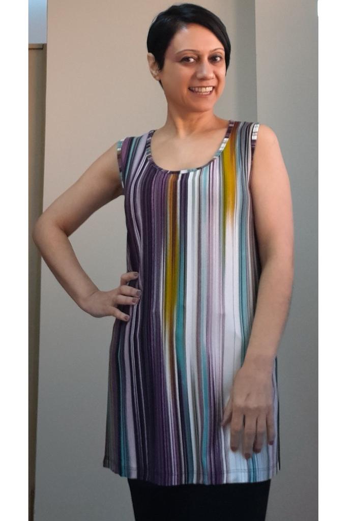 Damen Stil Übergröße T-Shirt Pflaumenfarbenes Kali Träger Baumwolle Viskose T-Shirt