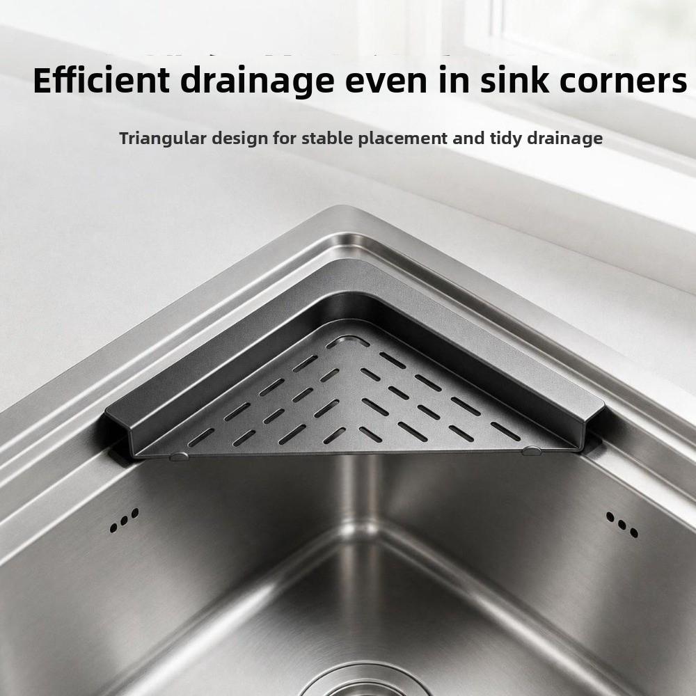 Waterproof Sink Corner Rack Punch-free Quick Water Drainage Sink Drain Shelf Anti-rust Hollowed Sponge Drying Rack Laundry Room