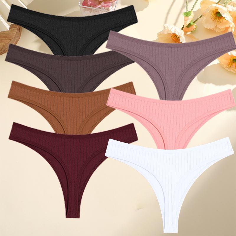 7PCS/Set G-string Cotton Women Lingerie Panties Thong Female Underwear Sexy Pantys Underpant Girl Intimates Thongs S-XL