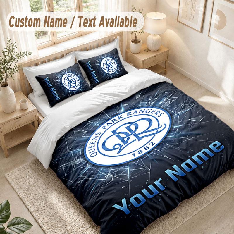 Custom Name Bedding Set 3 PiecesQueens Park Rangers FC Print Duvet Cover + 2 Pillowcases Soft Bed Decor