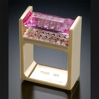 Massiver 14-Karat-Gold-Hochzeits-Topas-Ring für Damen und Herren, Anillos Bizuteria, Verlobungsring, rosa Topas-Edelstein, 14-Karat-Gold-Diamantring, Bizuteria