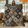1pc 2D Flat Printing Spring And Summer New Arrival Light Luxury Retro Brown-Gray Tone Honeycomb Grid Geometric Pattern Digital Print Blanket, Throw, S