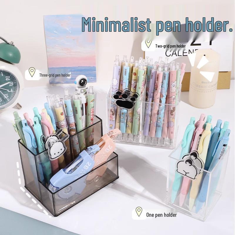 

Акриловый держатель для ручек: Прозрачный многофункциональный ящик для хранения в стиле Муджи для студентов и детей Acrylic Pen Holder - 3 Compartments