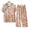 Elderly Women's Short Sleeve Summer Top & Pants Set - Lightweight Grandma Clothing