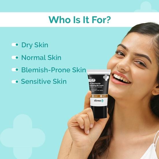 The Derma Co 2% Niacinamide Dewy, Radiant Hydrating All Skin Type Medium Coverage Bb Cream With Spf 30 Pa++ Enriched With 1% Hyaluronic Acid Complex