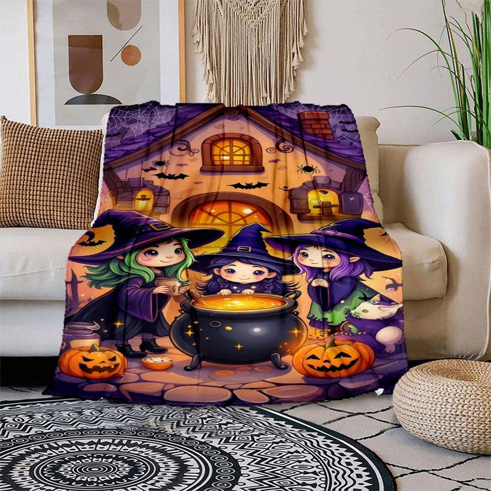 "Halloween Witch Party Decorations: Cauldron Spell Kit"Blanket Flannel Throw Blanket for Sofa, Bed, Travel, Camping, Office