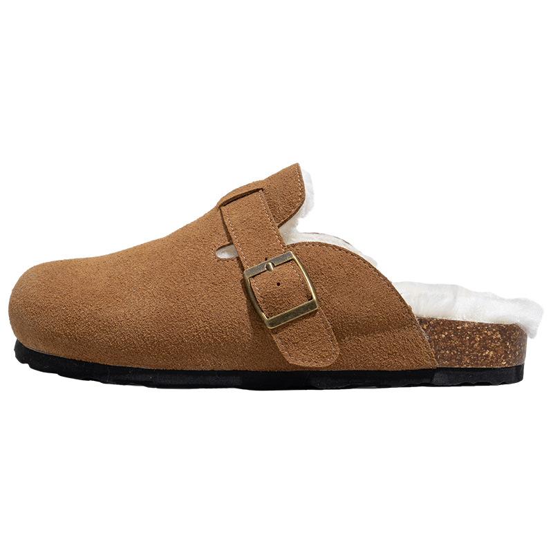 Comwarm Fur Klompen voor Dames Heren Winter Thuis Kurk Muiltjes Fuzzy Pantoffels Korte Pluche Aardappelschoenen Binnen Buiten Warm Zuecos Mujer