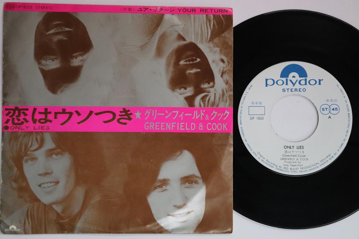 

7inch Record GREENFIELD COOK Only Lies Your Return DP1853PROMO POLYDOR Japan Rock Used