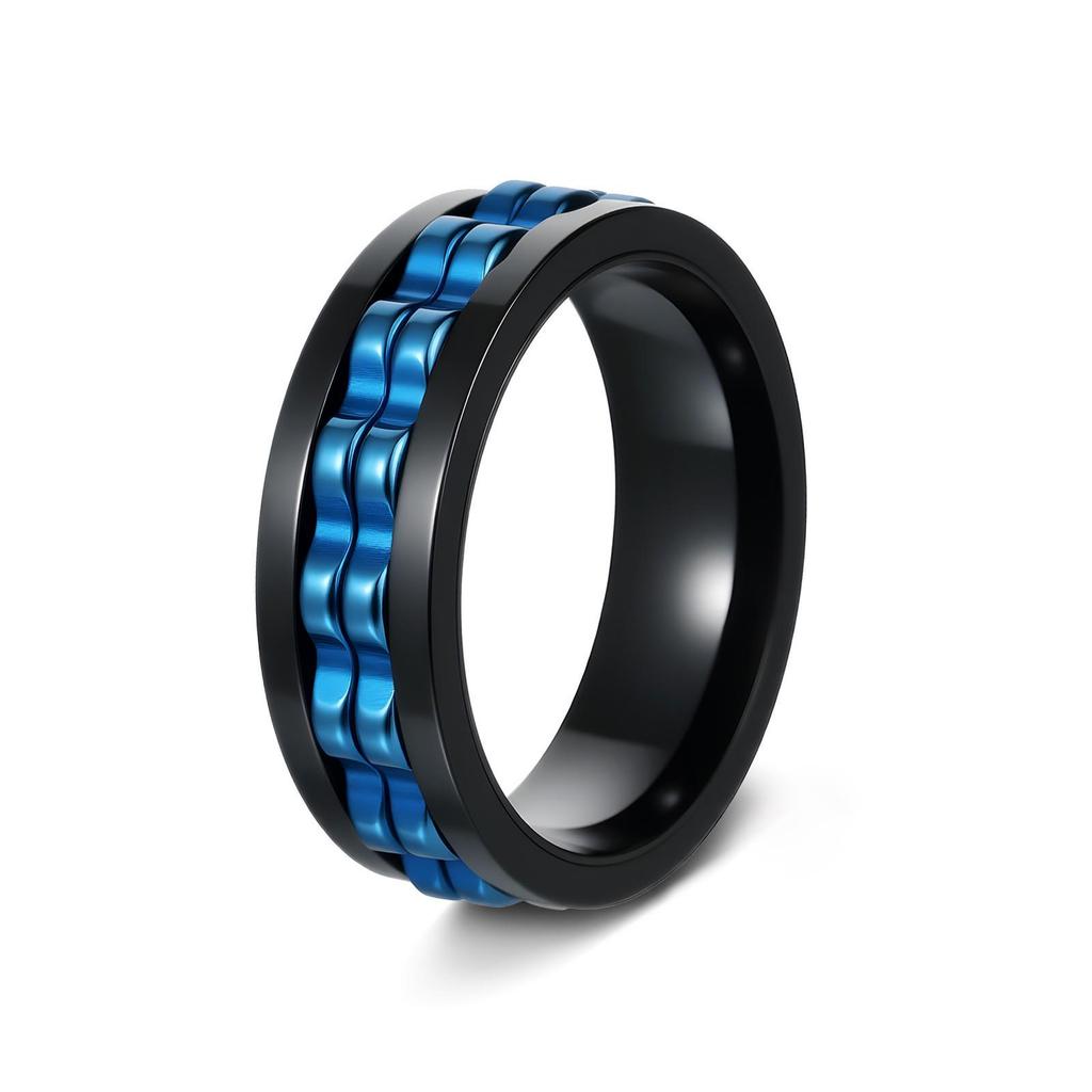 Customizable Men's Rotatable Hip Hop Punk Ring - Stainless and Titanium Steel Jewelry Set with High-End Feel