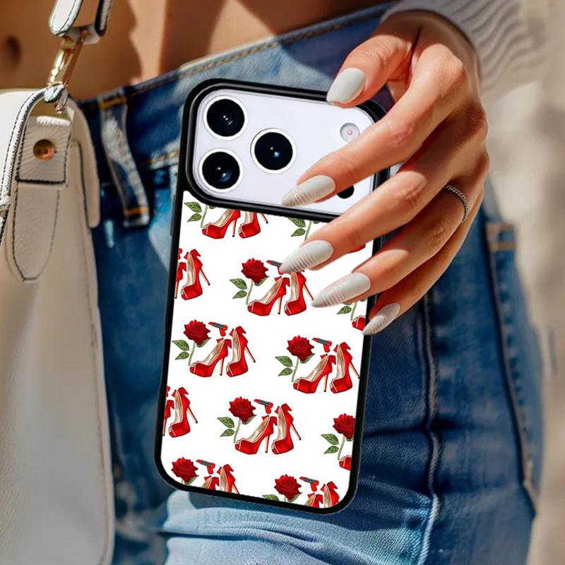 Fashion High heels Girl Flower Phone Case For iPhone 17 Air 14 15 13 12 Max Cover For Apple 14 15 16 16e 11 Pro Max Plus Coque