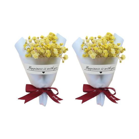 

2 Pcs Mini Dried Flower Bouquet Artificial Rose Natural Gypsophila Floral Bouquet for Photo Props DIY Craft Home Wedding Party Decor K