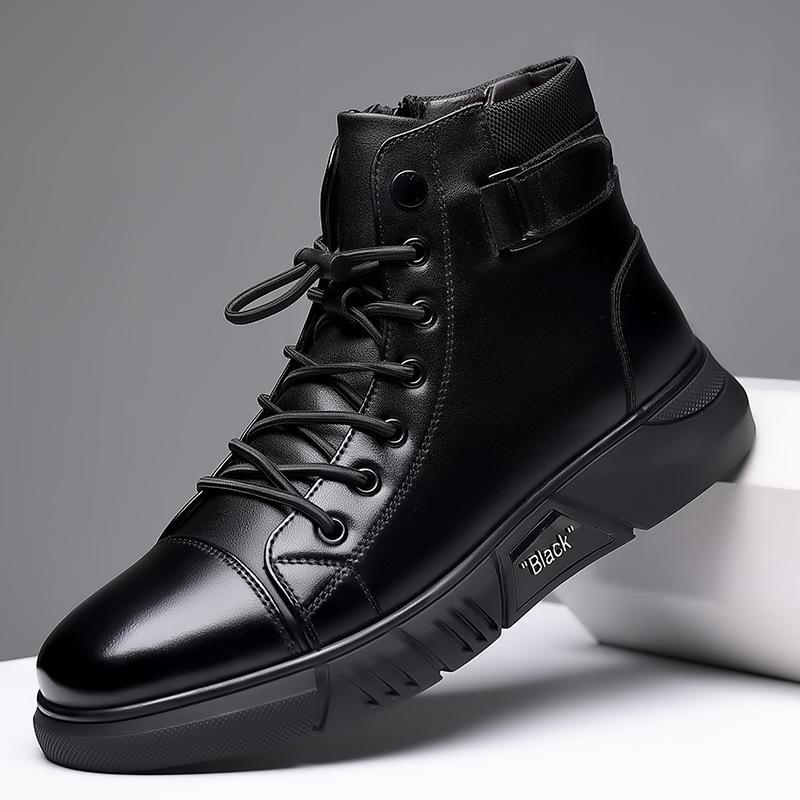 Martin Boots Men's Spring and Summer High-top Leather Shoes Men's Inner Height Increase Korean Version of Versatile Trend Mid-help Outdoor British S