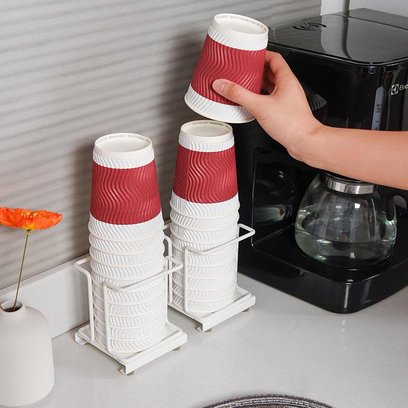 Desktop Disposable Cup Holder Organizer Household Creative Coffee Cup Sugar Bag Tea Bag Storage Box Metal Cup Holder