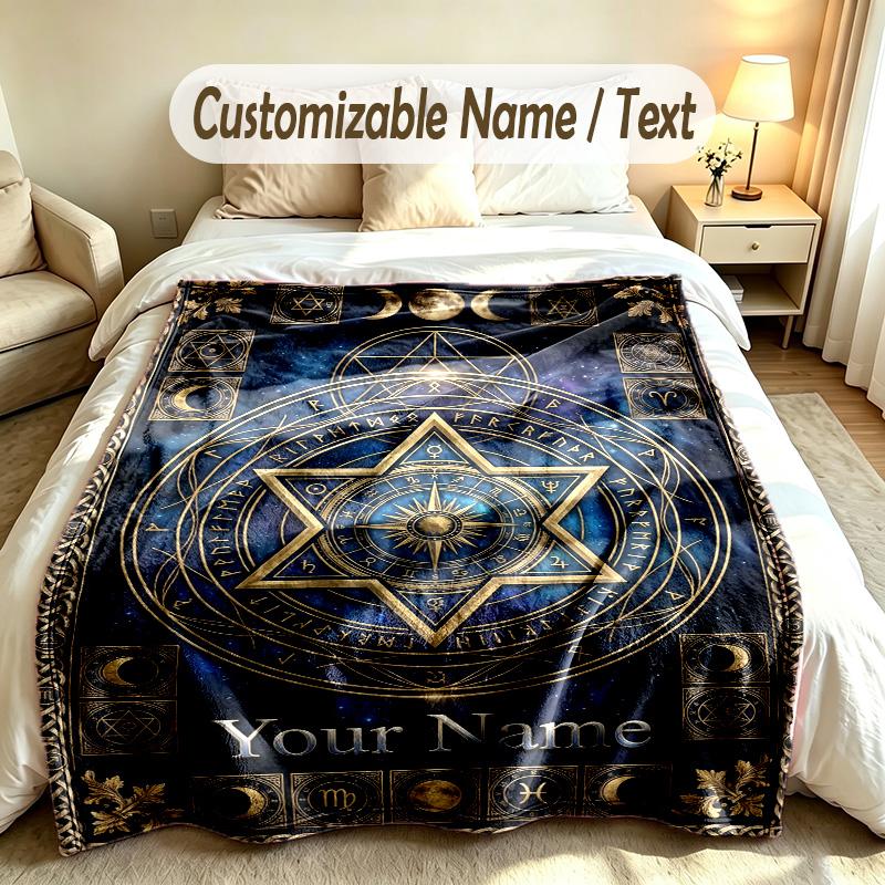 Coperta Personalizzata a Tema Magia Fantasy con Nome e Testo Personalizzati Morbida Calda Coperta da Divano Decorazione per la Casa