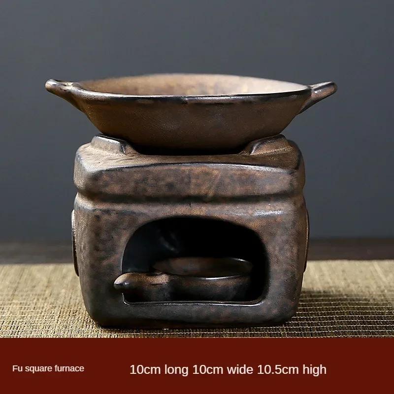 Aroma Burner with Candle Spoon Modern Fragrance Ceramic Ornament Aromatherapy Diffuser Wax Melt Cubes Candle Burner for Bedroom