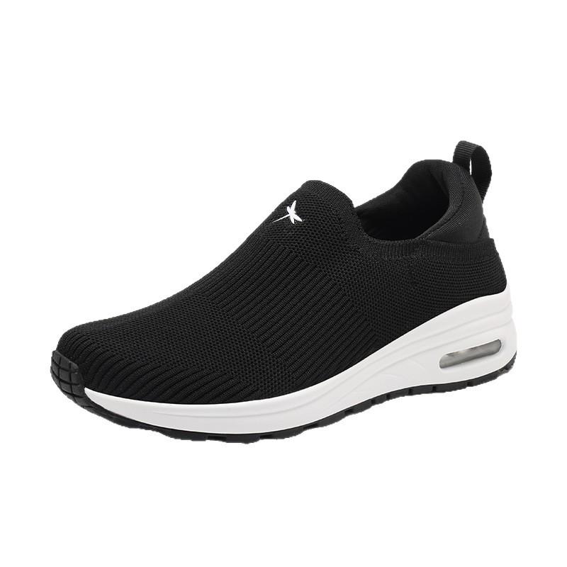 Red Dragonfly Women's Summer Fly-Knit Slip-On Walking Shoes with Thick Soles and Air Cushion Mesh Design.