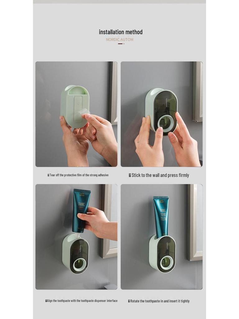 Wall-Mounted Automatic Toothpaste Dispenser & Toothbrush Holder