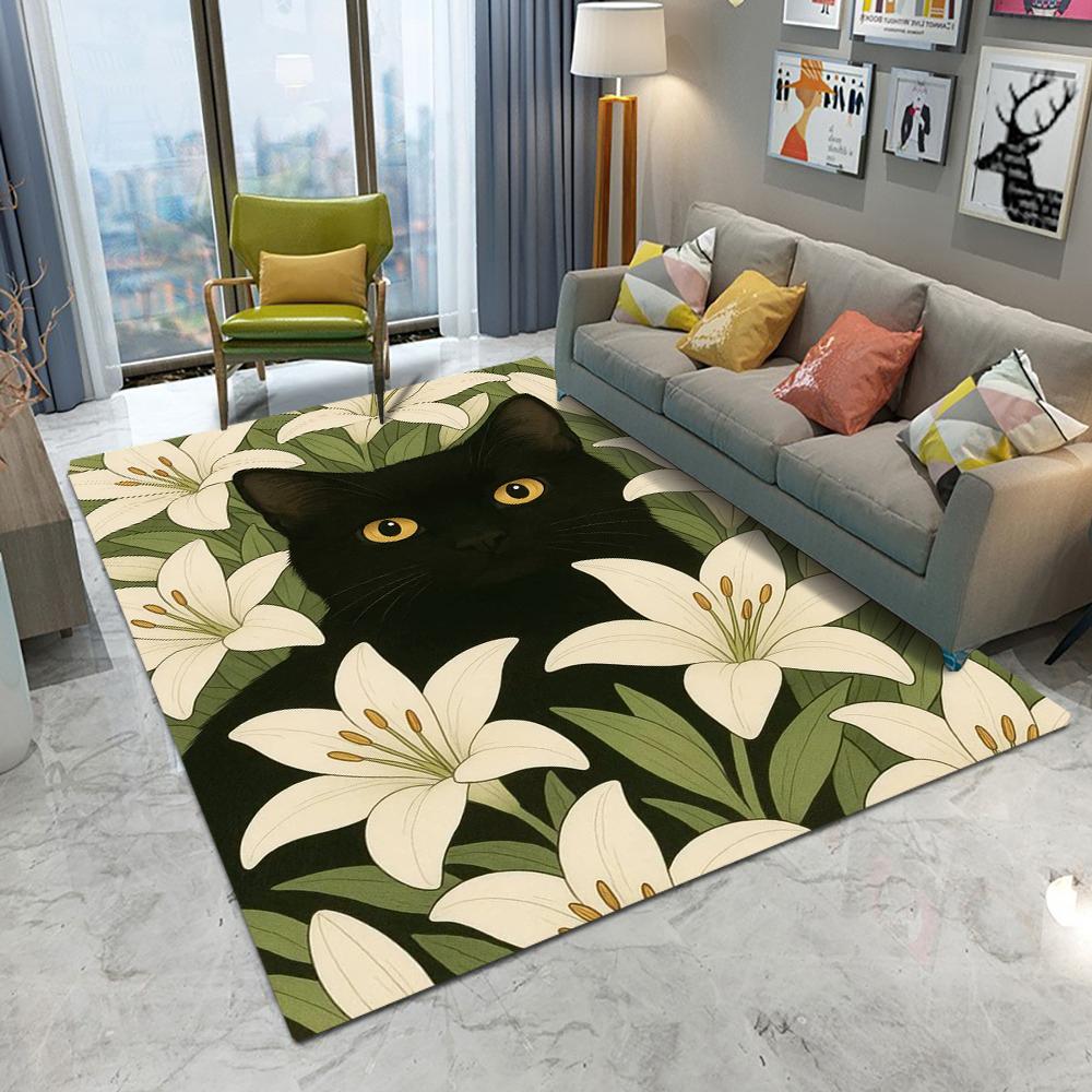 

Cute Cat Flowers Carpet Non-slip Washable Rug for Living Room Bedroom Kitchen Sofa Entrance Home Decor Mat 50X80CM