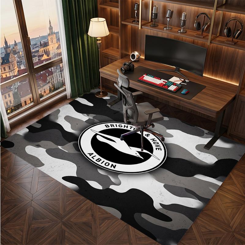 Brighton & Hove Albion Football Print Crystal Velvet Rug, Comfortable Water Absorbent Non Slip Indoor Floor Carpet