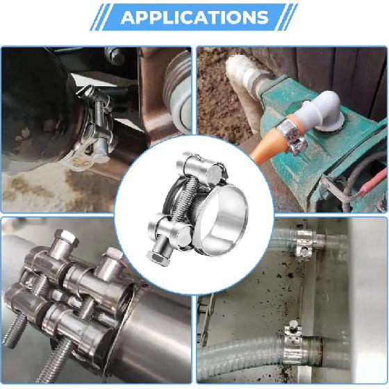 6PCS 304 Stainless Steel Hose Clamps T Bolt Exhaust Pipe Clip 17-174mm Heavy Duty Turbo Intercooler Adjustable Pipe Tube Clamps