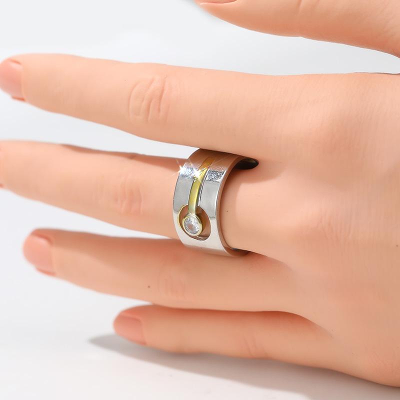 Vintage Inlaid White CZ Women's Ring Dazzling Two Color Hand Carving Daily Wear Party Jewelry Anniversary Gift