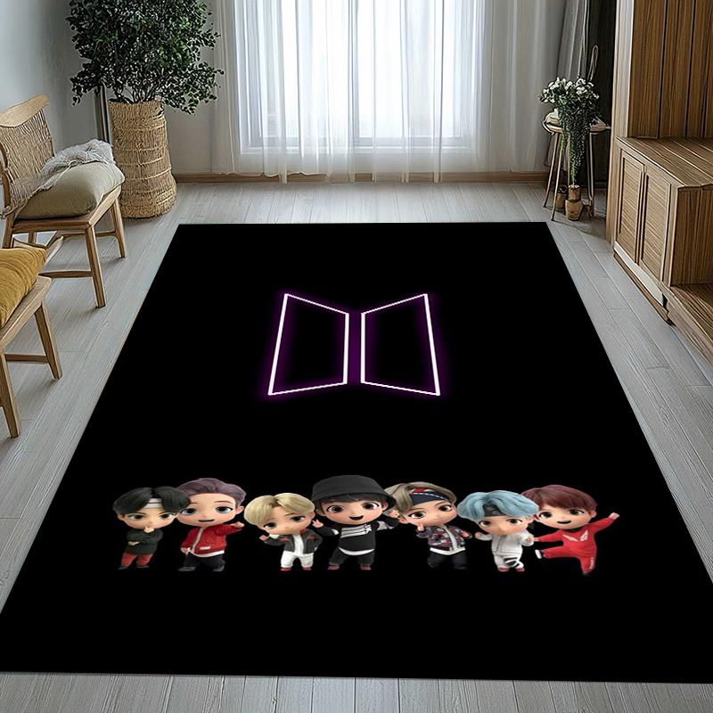 Fashion B-BTS Kpop Star Living Room Non-Slip Area Rug Soft Carpet for Bedroom Kids Playroom Sofa,Home Decor Doormat Gift