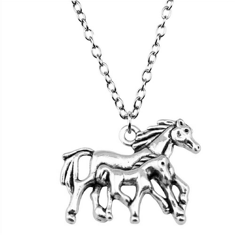 Horseshoe Charm Necklace  Animal Pendant For Horse Lovers Cowboy Western Jewelry 43cm Chain