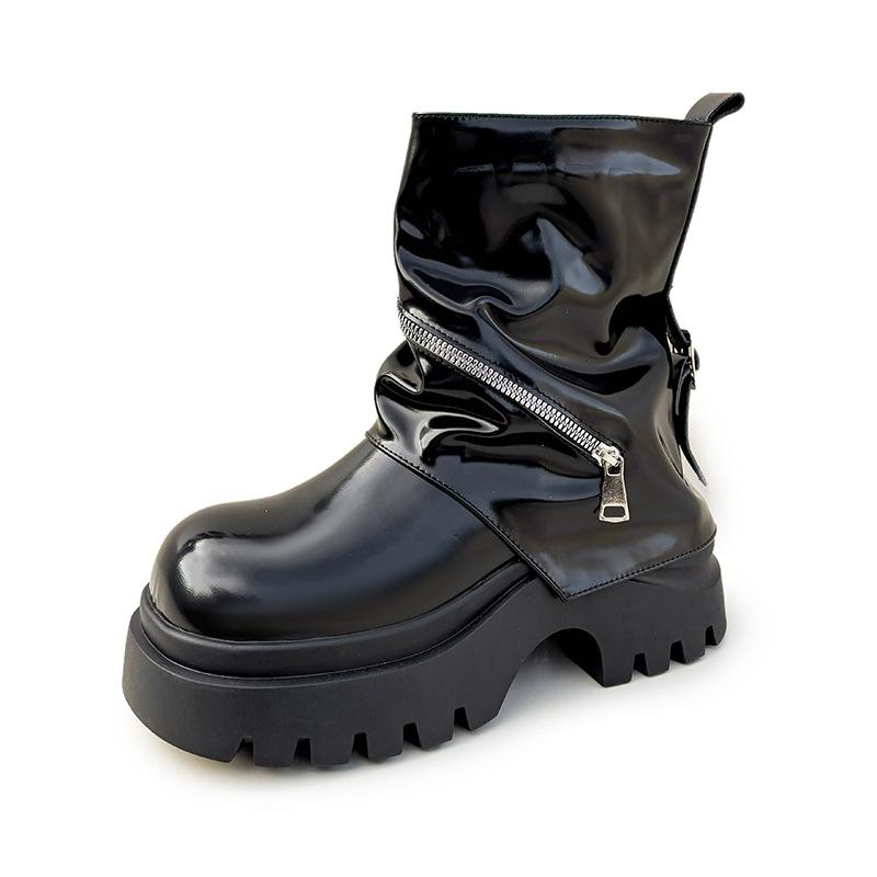 Martin boots women's British style 2025 autumn winter new thick-soled retro stacking boots 10 cm heightened trouser tube boots