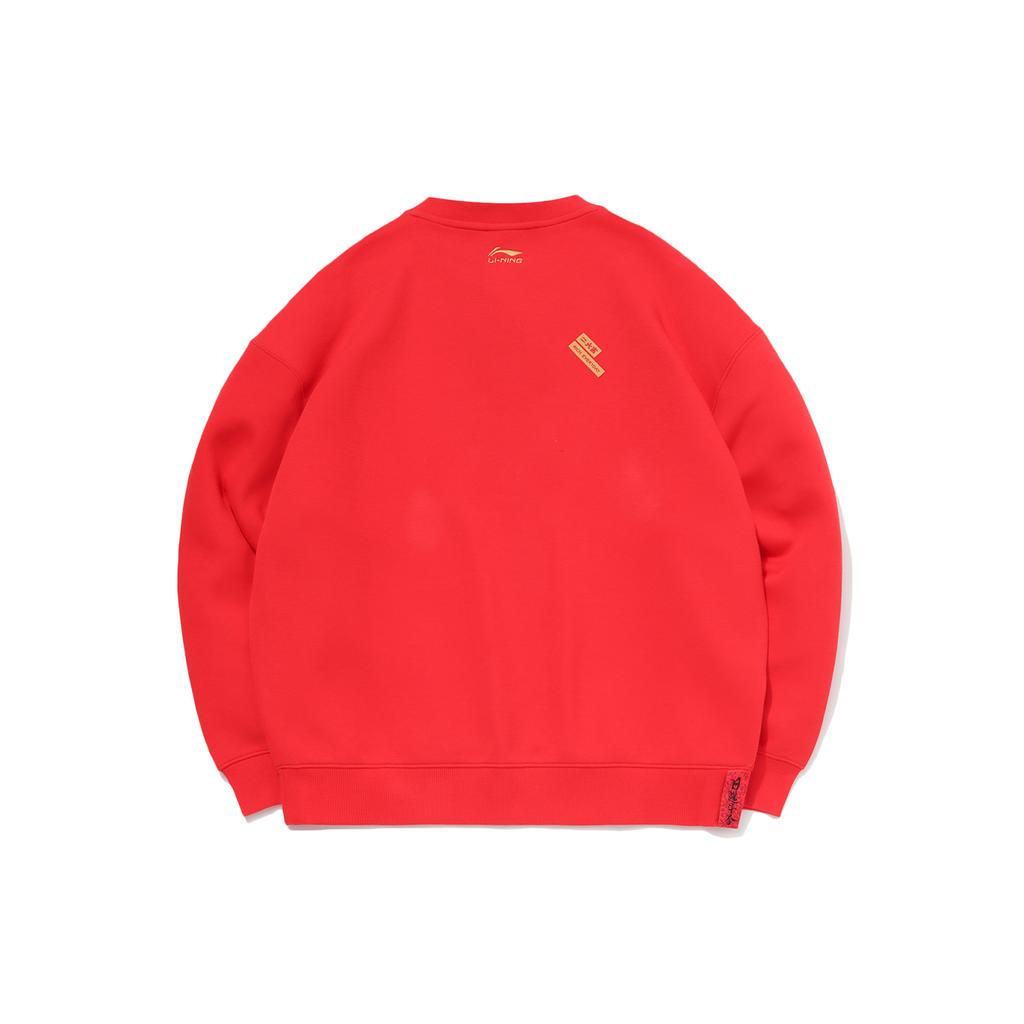 Li Ning Sweatshirts Men's Red Crew Neck Moderate Regular AWDR021-2