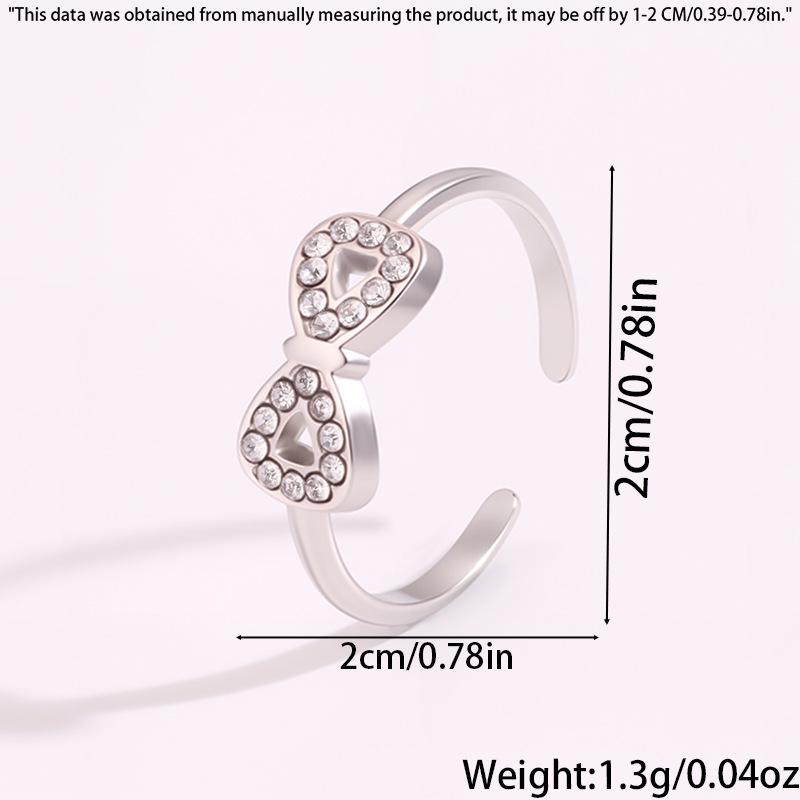 Elegant Diamond Inlaid Titanium Bow Ring for Women – Non-fading, High-End Luxury Jewelry