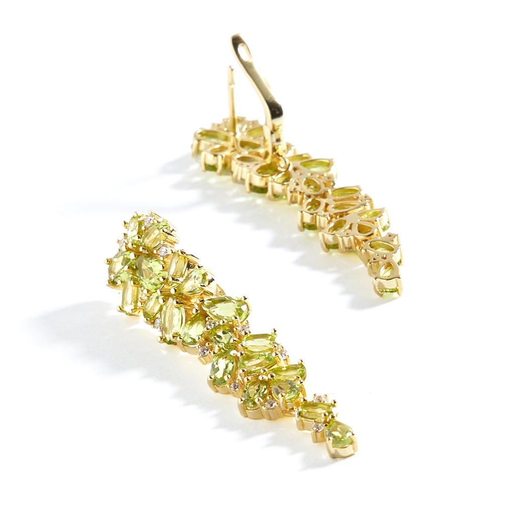 925 sterling silver women's Long party earrings natural Peridot Leaf shape design Romantic fine jewelry for engagement gifts