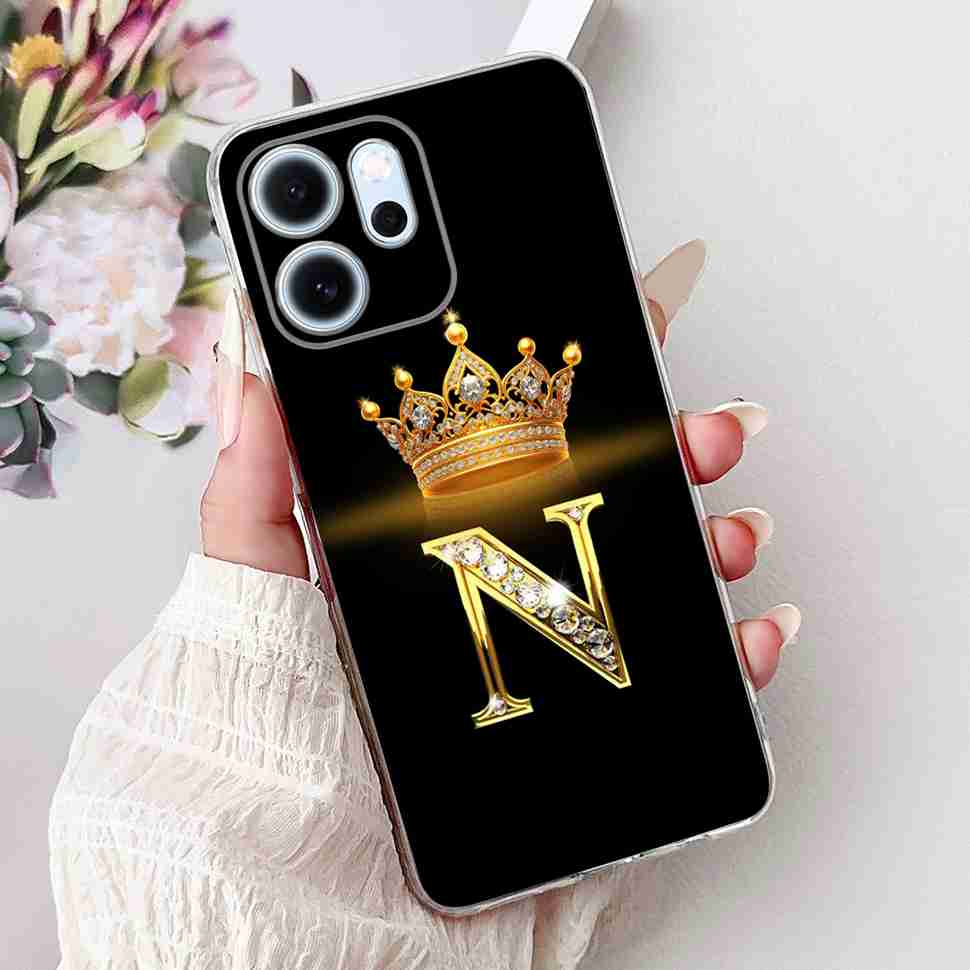 For Oppo Reno14 F 5G 6.57" Case Popular Design Letters A-Z Crown TPU Soft Silicone Cover For Oppo Reno 14F CPH2743 Phone Casing