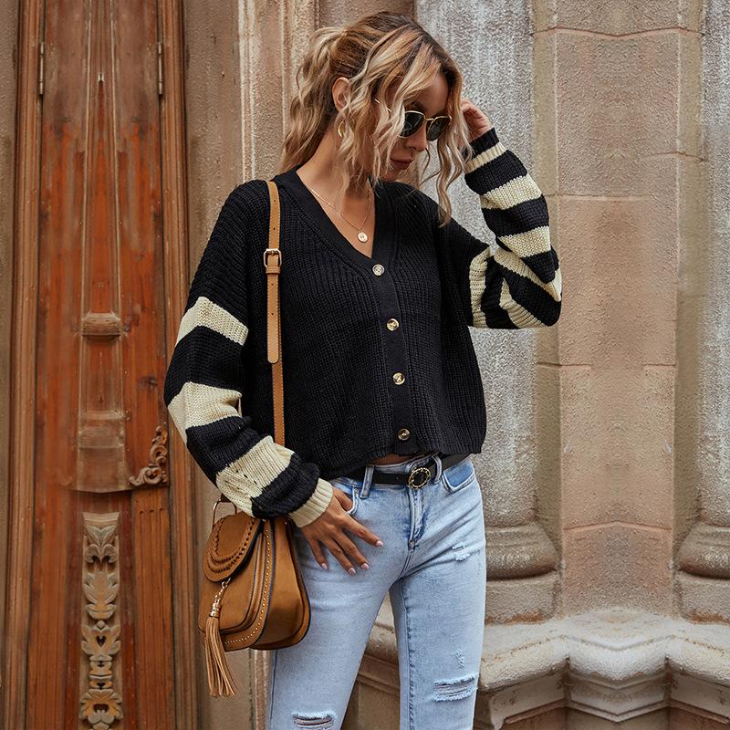 Women's Cardigan, Striped, Color-Block