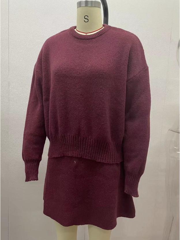 2024 Autumn European & American College Style Knitted Sweater and Skirt Set for Women