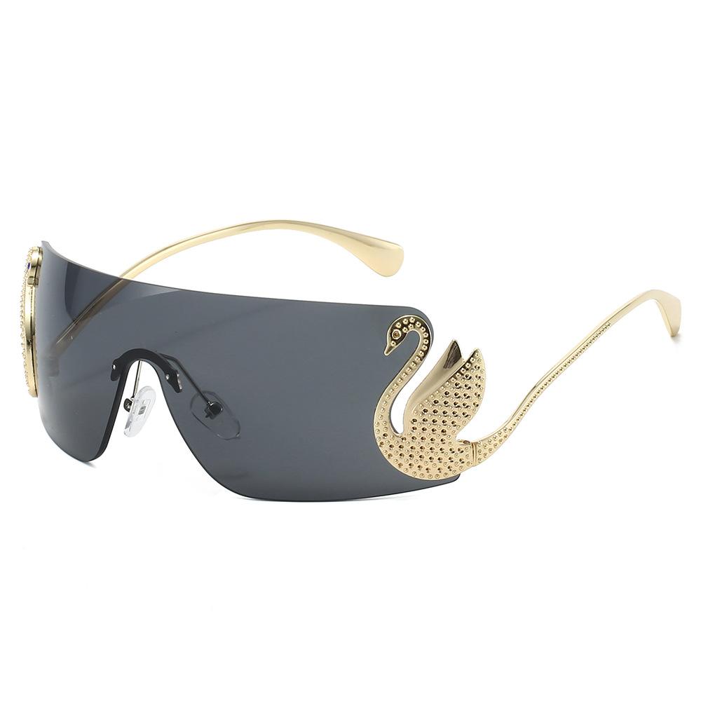 

Vintage Rimless Swan Sunglasses Women For Men Luxury Brand Designer Sun Glasses Punk Popular Pink Shade Uv400