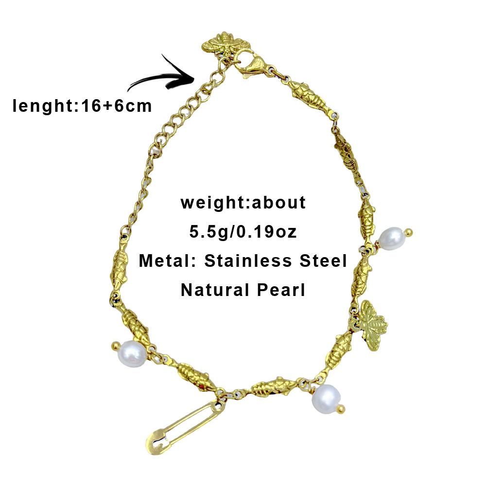 Muses Jewels Big Discount Natural Pearl Jewelry Beads Pendant Bracelet Gold-plated Stainless Steel String Niche Design Perlen