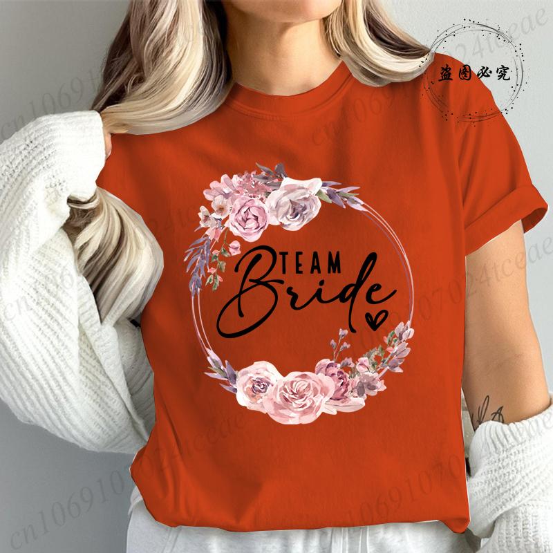 Bachelorette Party Print Bridal TShirt Short Sleeve Tshirt Casual Bridesmaid Tops Womens Clothing Fashion Casual TShirt T02