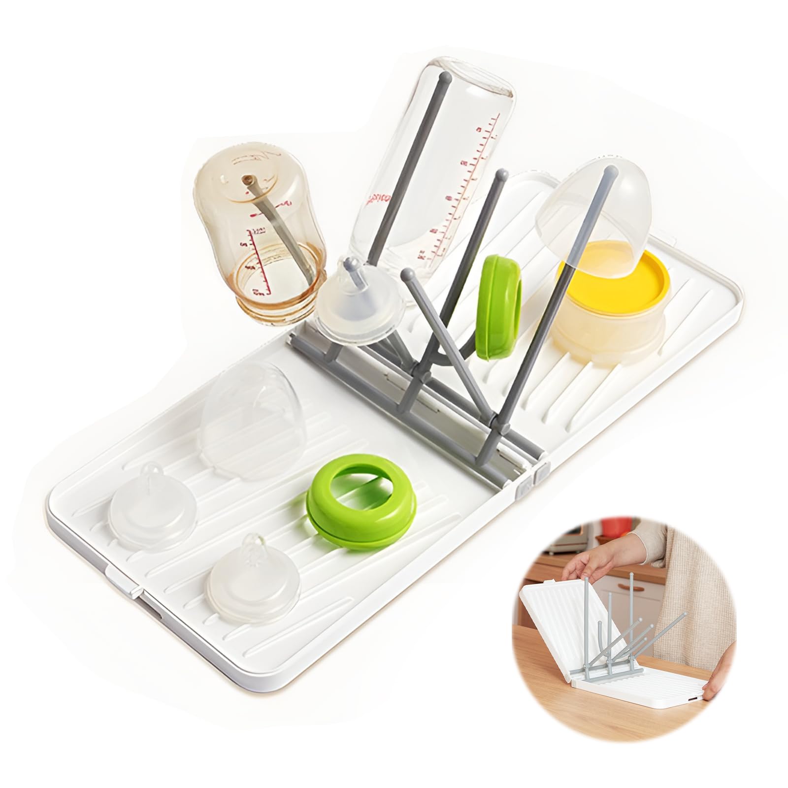 

Kumomi Foldable Baby Bottle Stand, Drying Rack, Drainer, Bottle Holder, Compact and Convenient Storage, Baby Bottle Cleaning, Drying Rack, BPA-Free,