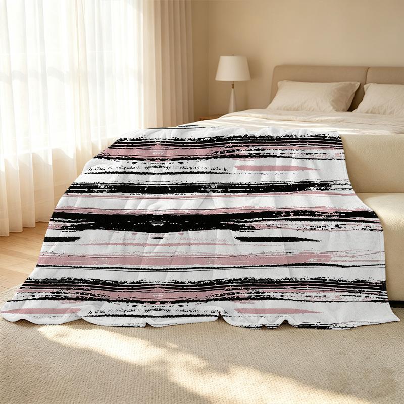 Cozy Soft Flannel Striped Blanket Breathable Lightweight for Home & Office, All Seasons | Halloween & Christmas Use
