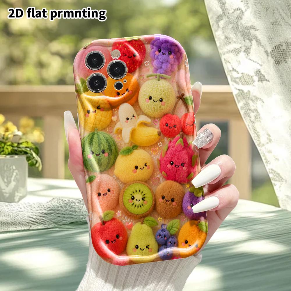 Phone case: 2D flat, suitable for iPhone 18 17 16 15 14 13 12 Pro protective case, fruit family, perfect Christmas and Halloween holiday gift
