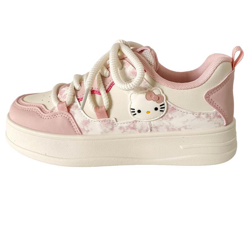 

FY-113 cat pattern platform white shoes women s shoes 2025 new round head leather flat baseplate shoes casual niche 35