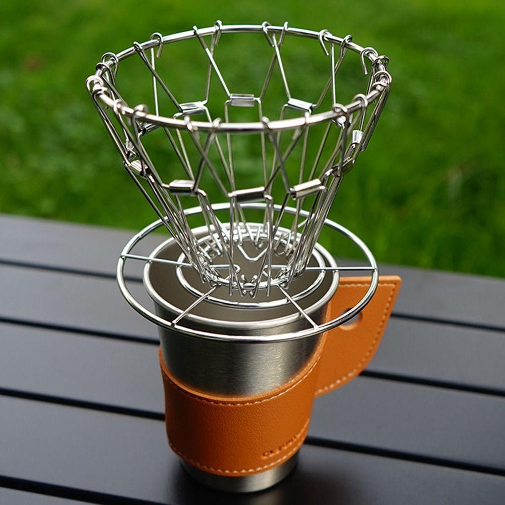 Faltbarer Kaffee-Drip-Ständer aus Edelstahl Wiederverwendbarer Handkaffeefilterhalter Verstellbar V-förmig
