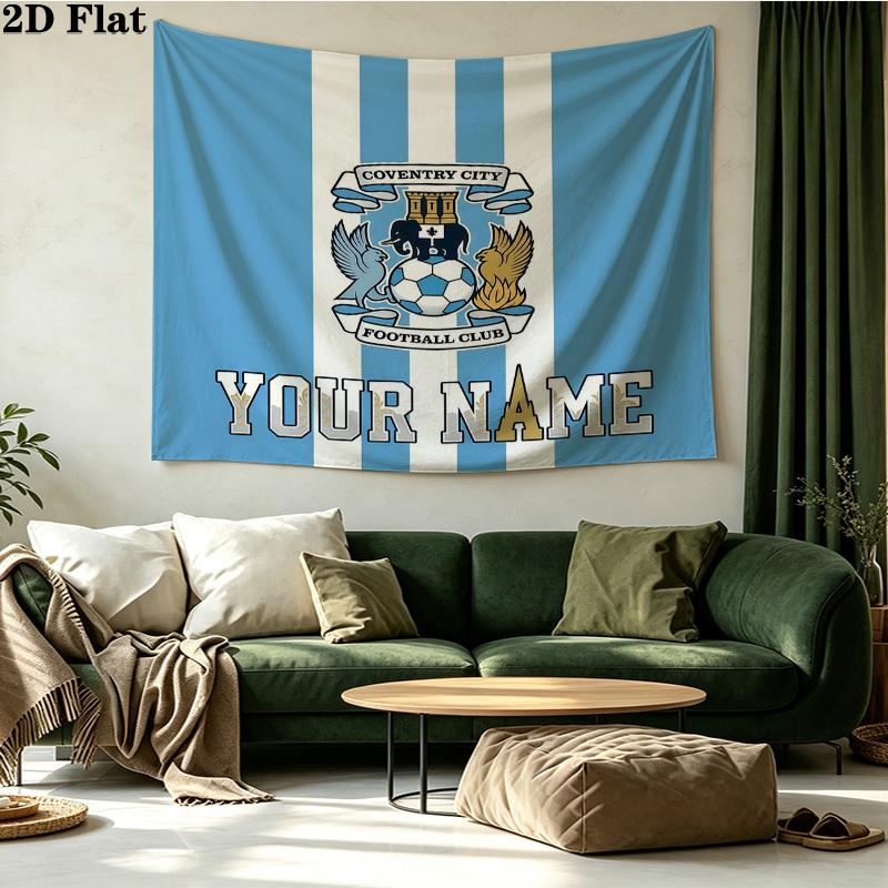 Custom Name Coventry City F.C Printed Tapestry – Wall Hanging for Bedrooms, Dorms, and Home Decor
