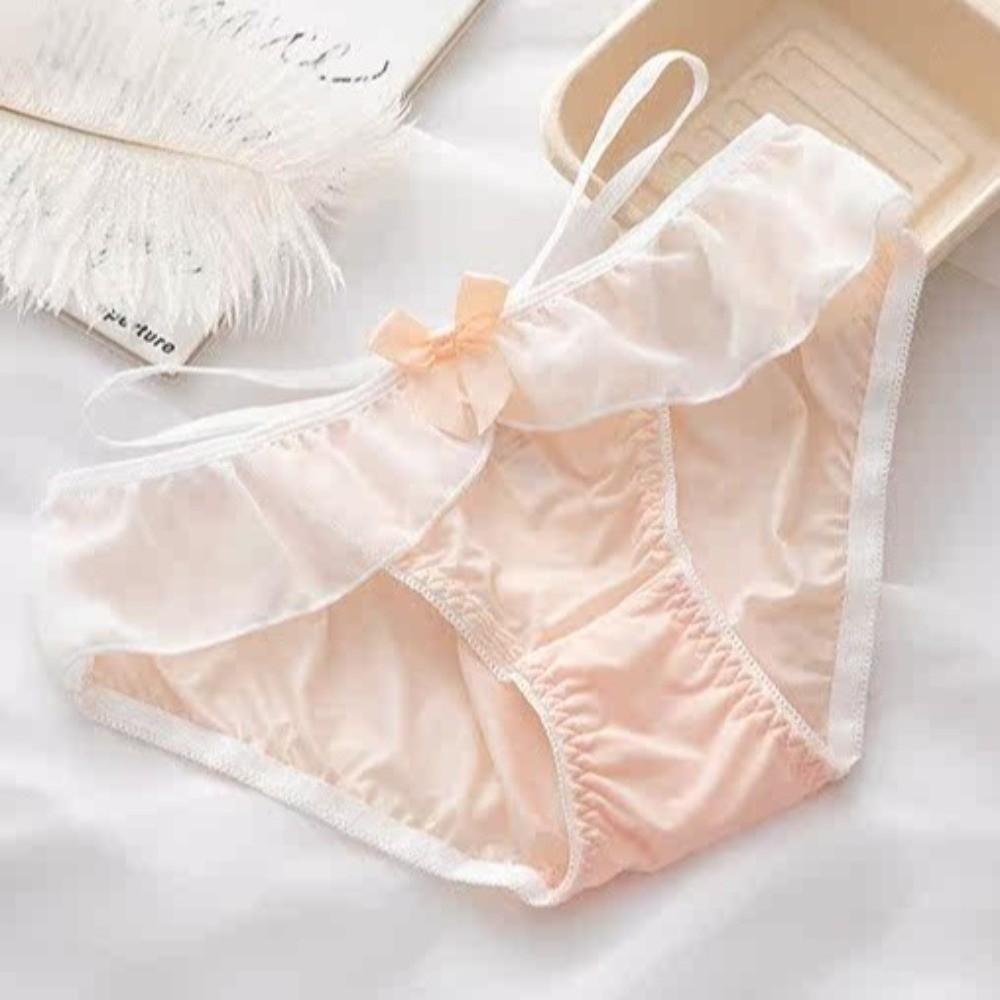 Solid Colors Girls Fitness Bow Ice Silk Low-Rise Thong Female Lingerie Underwear Lolita Panties