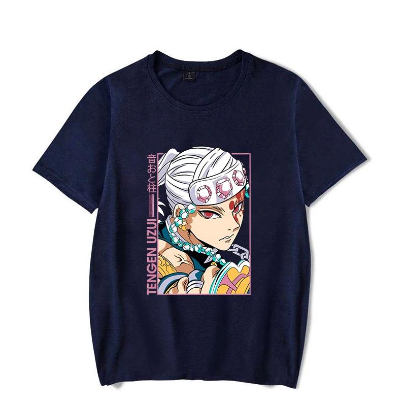 Men's Popular Anime Uzui Tian Yuan Character Print 100% Pure Cotton Hip-hop Short-sleeved Fashionable T-shirt Top